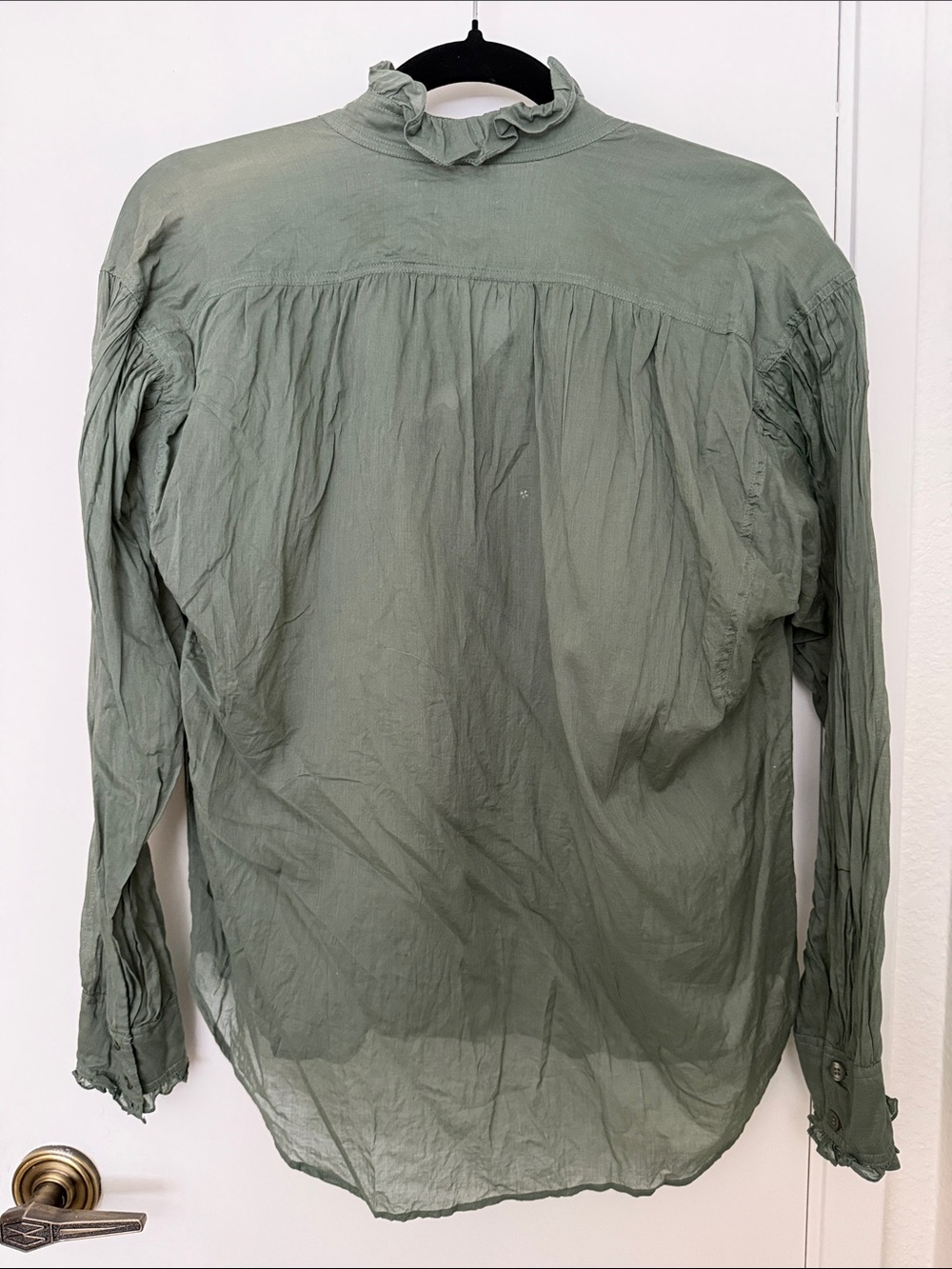 Isabel Marant Ruffle-Neck Sage Green Blouse - Picture 4 of 4